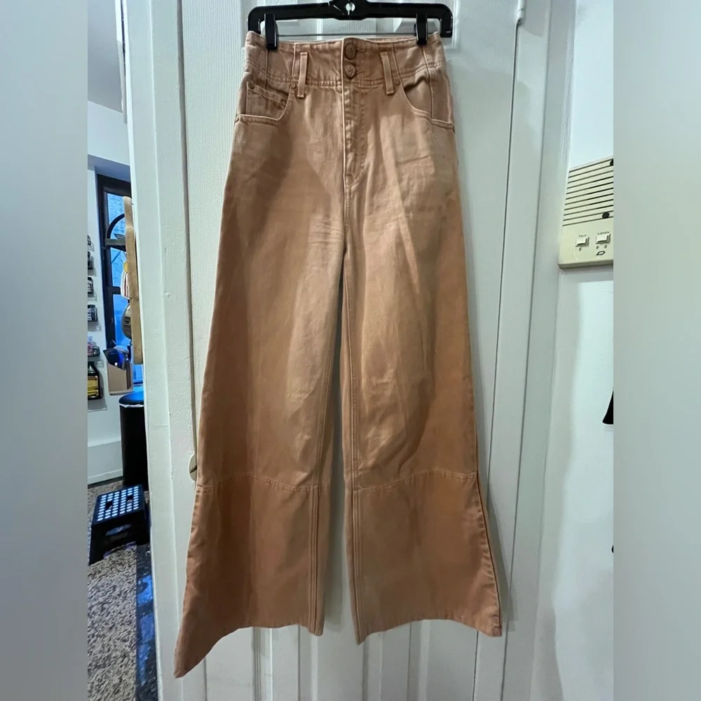 Ulla Johnson Wide Leg Margot Jean Tan/Orange Jeans - Picture 1 of 8